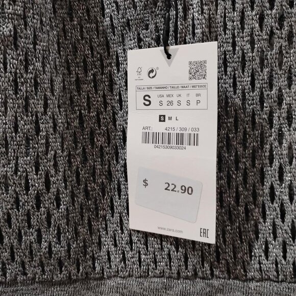 NWT Zara MESH -Light Gray SILVER GRAY METALLIC FIBER STYLE -Sleeveless Top - Picture 6 of 7